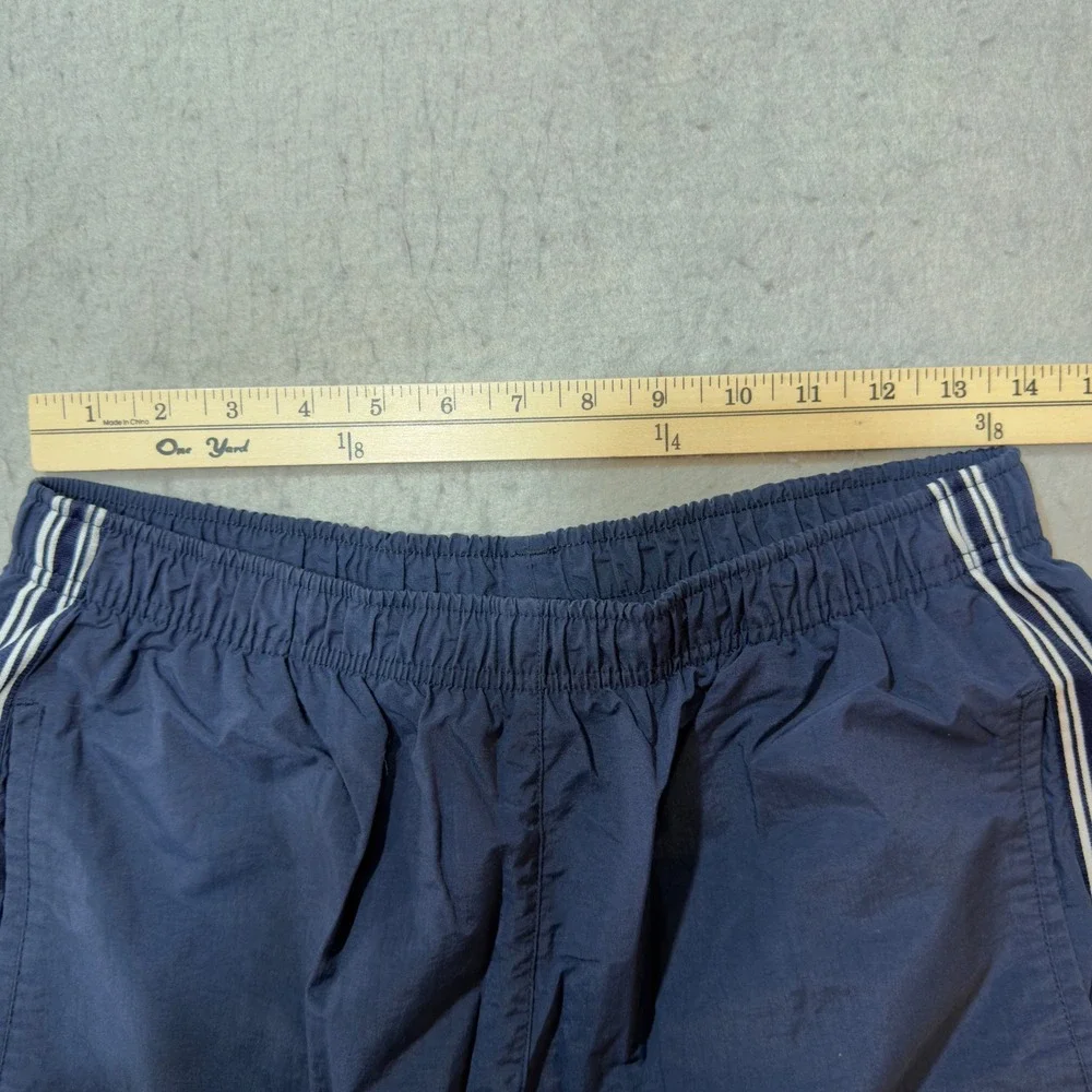 Reebok Track Pants Mens Medium Navy Blue Excellent Vintage Striped Nylon Joggers